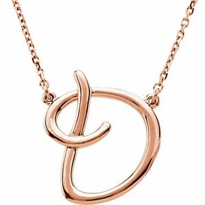 14K Rose Gold Script Initial D 16" Necklace