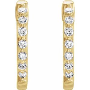 14K Yellow Gold 1/3 CTW Natural Diamond Hinged 15.25 mm Hoop Earrings