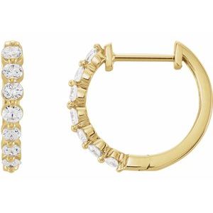 14K Yellow Gold 3/4 CTW Natural Diamond Hinged 15.25 mm Hoop Earrings