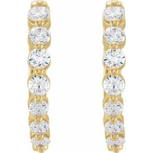 14K Yellow Gold 1 CTW Natural Diamond Hinged 15.25 mm Hoop Earrings