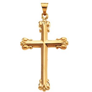 14K Yellow Gold 34.5x23.5 mm Cross Pendant