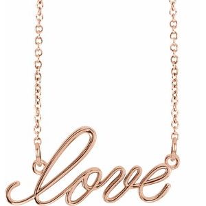 14K Rose Gold Love 16 1/2" Necklace