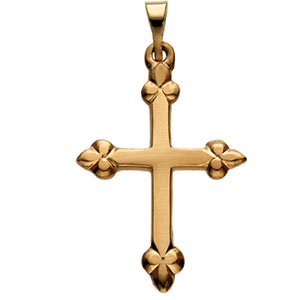 14K Yellow Gold 21x16 mm Cross Pendant