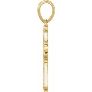 14K Yellow Gold Ornate Floral-Inspired Cross Pendant