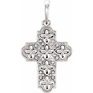 14K Yellow Gold Ornate Floral-Inspired Cross Pendant