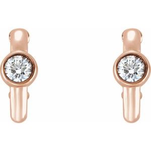 14K Rose Gold 1/5 CTW  Natural Diamond Huggie Hoop Earrings