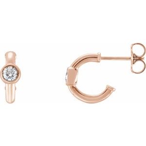 14K Rose Gold 1/5 CTW  Natural Diamond Huggie Hoop Earrings