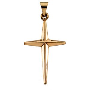14K Yellow Gold 31x17.5 mm Cross Pendant