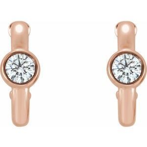 14K Rose Gold 1/4 CTW  Natural Diamond Huggie Hoop Earrings