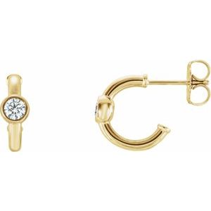 14K Yellow Gold 1/4 CTW  Natural Diamond Huggie Hoop Earrings