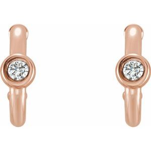 14K Rose Gold 1/8 CTW  Natural Diamond Huggie Hoop Earrings