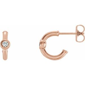 14K Rose Gold 1/8 CTW  Natural Diamond Huggie Hoop Earrings
