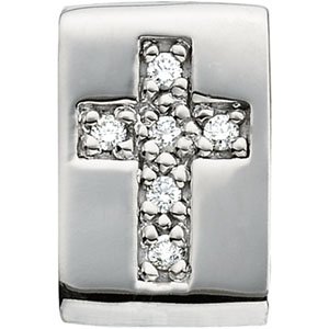 14K White Gold 1/10 CTW Natural Diamond Cross Slide Pendant