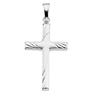 14K White Gold 24x16 mm Cross Pendant