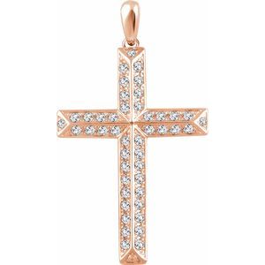 14K Rose Gold 1 CTW Natural Diamond Cross Pendant