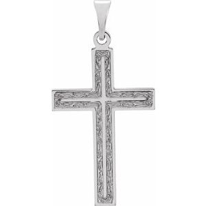 14K White Gold 29.4x14 mm Cross Pendant