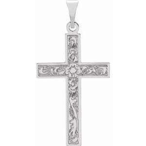 14K White Gold 29.4x14 mm Cross Pendant
