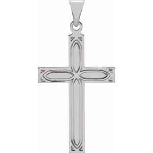 14K White Gold Cross Pendant