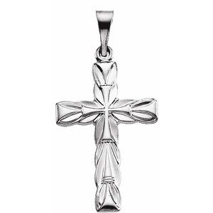 14K White Gold 19x13 mm Cross Pendant
