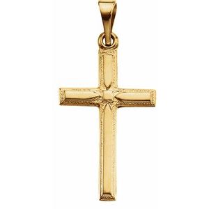14K Yellow Gold 19x12.5 mm Cross Pendant