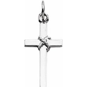 14K White Gold 16x9.5 mm Cross Pendant