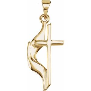 18K Yellow Gold Methodist Cross Pendant