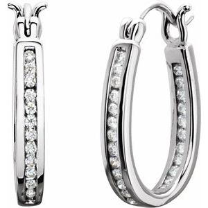 14K White Gold 1/3 CTW Natural Diamond Inside-Outside Hinged 13.7 mm Hoop Earrings