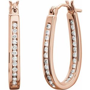 14K Rose Gold 1/2 CTW Natural Diamond Inside-Outside Hinged 22.5 mm Hoop Earrings