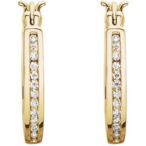 14K Yellow Gold 1/3 CTW Natural Diamond Inside-Outside Hinged 13.7 mm Hoop Earrings