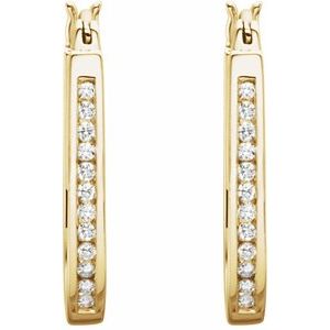 14K Yellow Gold 1/2 CTW Natural Diamond Inside-Outside Hinged 22.5 mm Hoop Earrings
