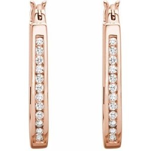 14K Rose Gold 1/2 CTW Natural Diamond Inside-Outside Hinged 22.5 mm Hoop Earrings