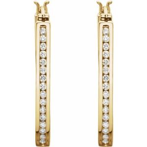 14K Yellow Gold 1 CTW Natural Diamond Inside-Outside Hinged 30 mm /Hoop Earrings