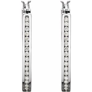 14K White Gold 1 CTW Natural Diamond Inside-Outside Hinged 30 mm Hoop Earrings