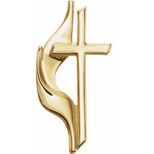 14K Yellow Gold Methodist Cross Lapel Pin