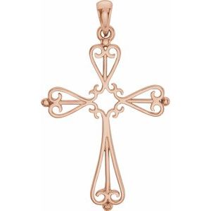 14K Rose Gold Cross Pendant