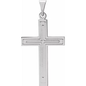 14K White Gold 29.4x14 mm Cross Pendant
