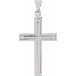 14K White Gold 36.8x18 mm Cross Pendant