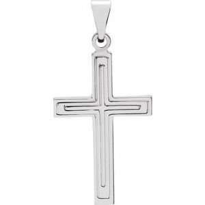 14K White Gold 25.9x12 mm Cross Pendant