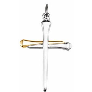14K Yellow Gold-Plated Sterling Silver Nail Cross 24" Necklace