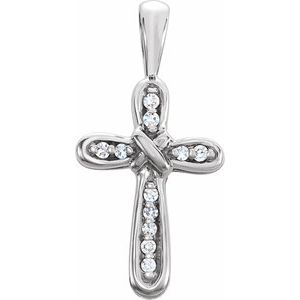 14K White Gold .06 CTW Natural Diamond Cross Pendant