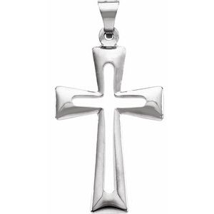 14K White Gold 31.5x18 mm Cross Pendant
