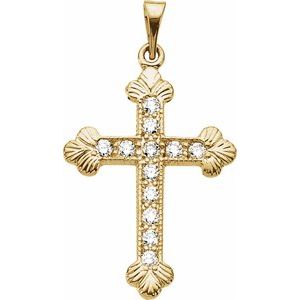 14K Yellow Gold 1/4 CTW Natural Diamond Cross Pendant