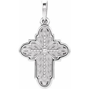 Sterling Silver Ornate Leaf Cross Pendant