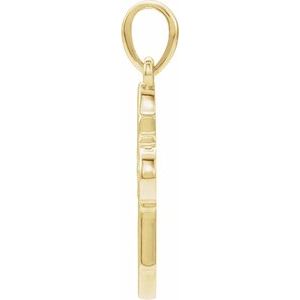 14K Yellow Gold Ornate Leaf Cross Pendant