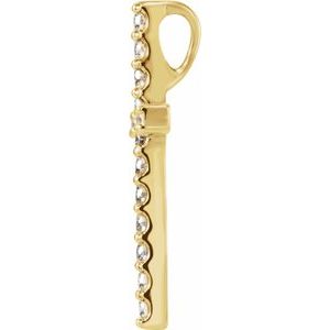14K Yellow Gold 1 CTW Natural Diamond Petite Cross Pendant