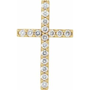 14K Yellow Gold 1/2 CTW Natural Diamond Petite Cross Pendant