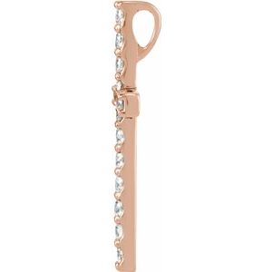 14K Rose Gold 1 CTW Natural Diamond Petite Cross Pendant
