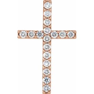 14K Rose Gold 1 CTW Natural Diamond Petite Cross Pendant