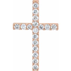 14K Rose Gold 5/8 CTW Natural Diamond Petite Cross Pendant