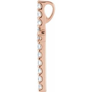 14K Rose Gold 5/8 CTW Natural Diamond Petite Cross Pendant